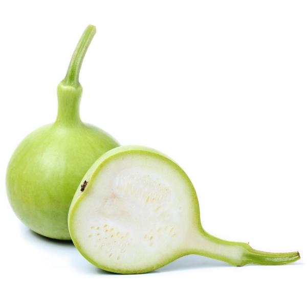 Calabash (Lagenaria siceraria, also known as bottle gourd, white-flowered gourd, long melon, birdhouse gourd, New Guinea bean, and Tasmania bean) Calabash (Lagenaria siceraria, also known as bottle gourd, white-flowered gourd, long melon, birdhouse gourd, New Guinea bean, and Tasmania bean)