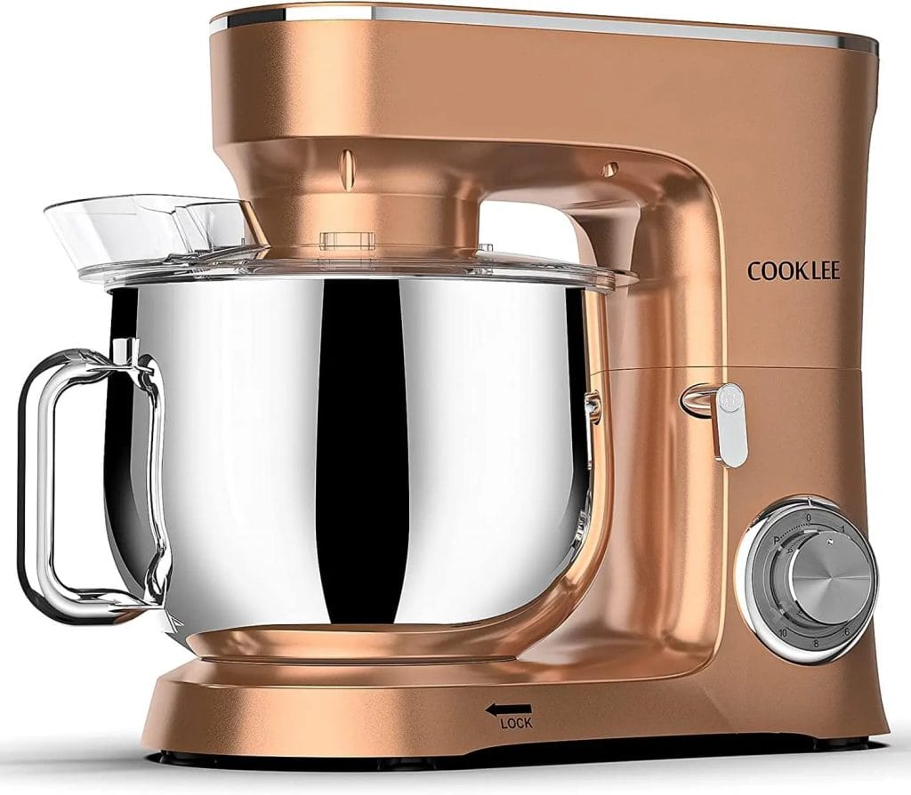 COOKLEE Stand Mixer, 9.5 Qt. 660W 10-Speed Electric Kitchen Mixer with Dishwasher-Safe Dough Hooks, Flat Beaters, Wire Whip  Pouring Shield Attachments for Most Home Cooks, SM-1551, Champagne
