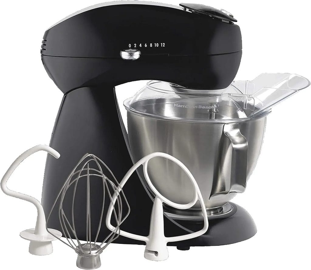 Hamilton Beach All-Metal 12-Speed Electric Stand Mixer, Tilt-Head, 4.5 Quarts, Pouring Shield, Licorice (63227)