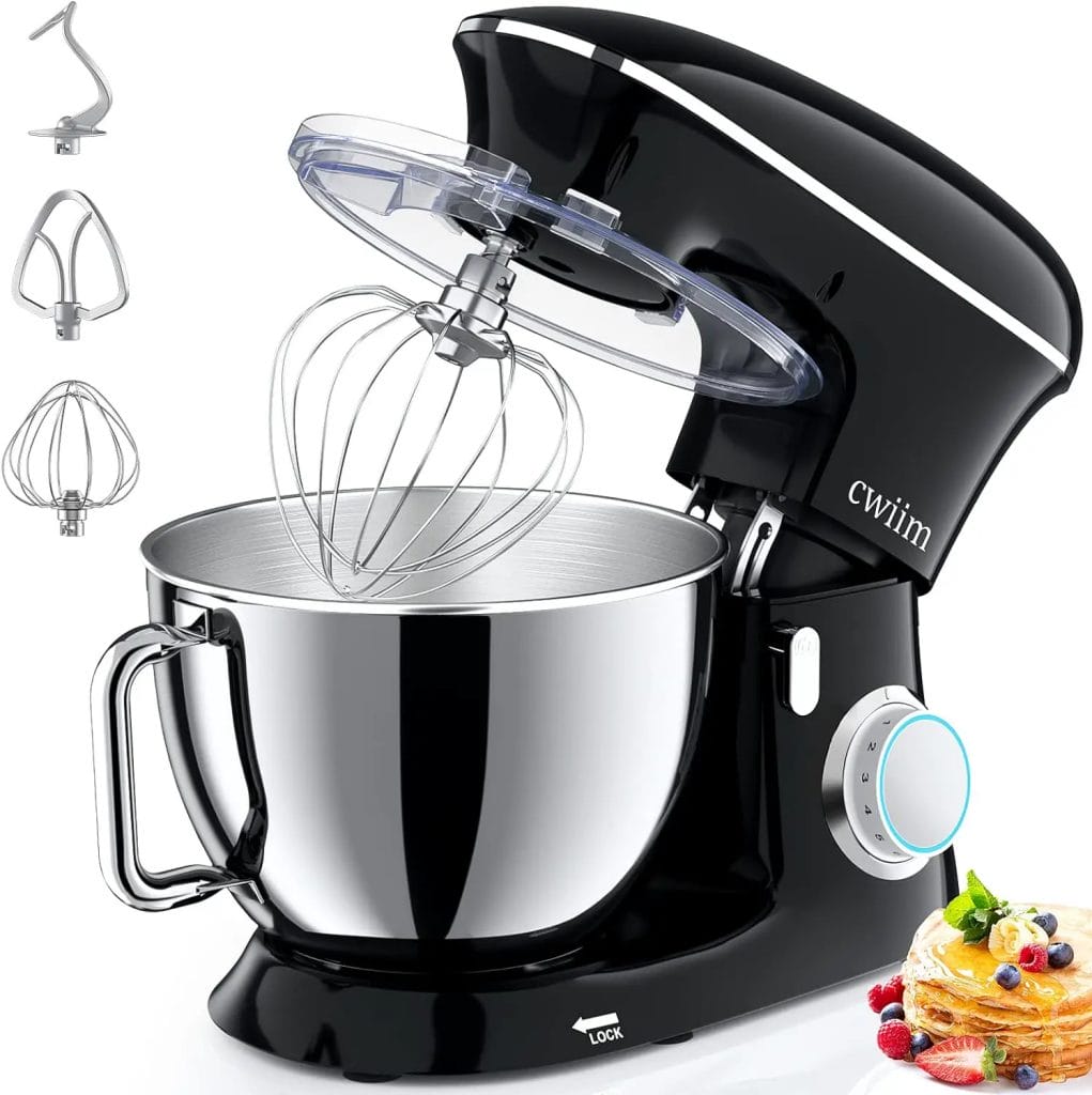 Stand Mixer, 8.5Qt Tilt-Head Food Mixer 660W 6+P Speed Kitchen Mixers Cwiim, with Dough Hook, Flat Beater, Whisk, Splash Guard, for Baking Bread Cake Cookie Pizza Salad Egg (Black): Home  Kitchen