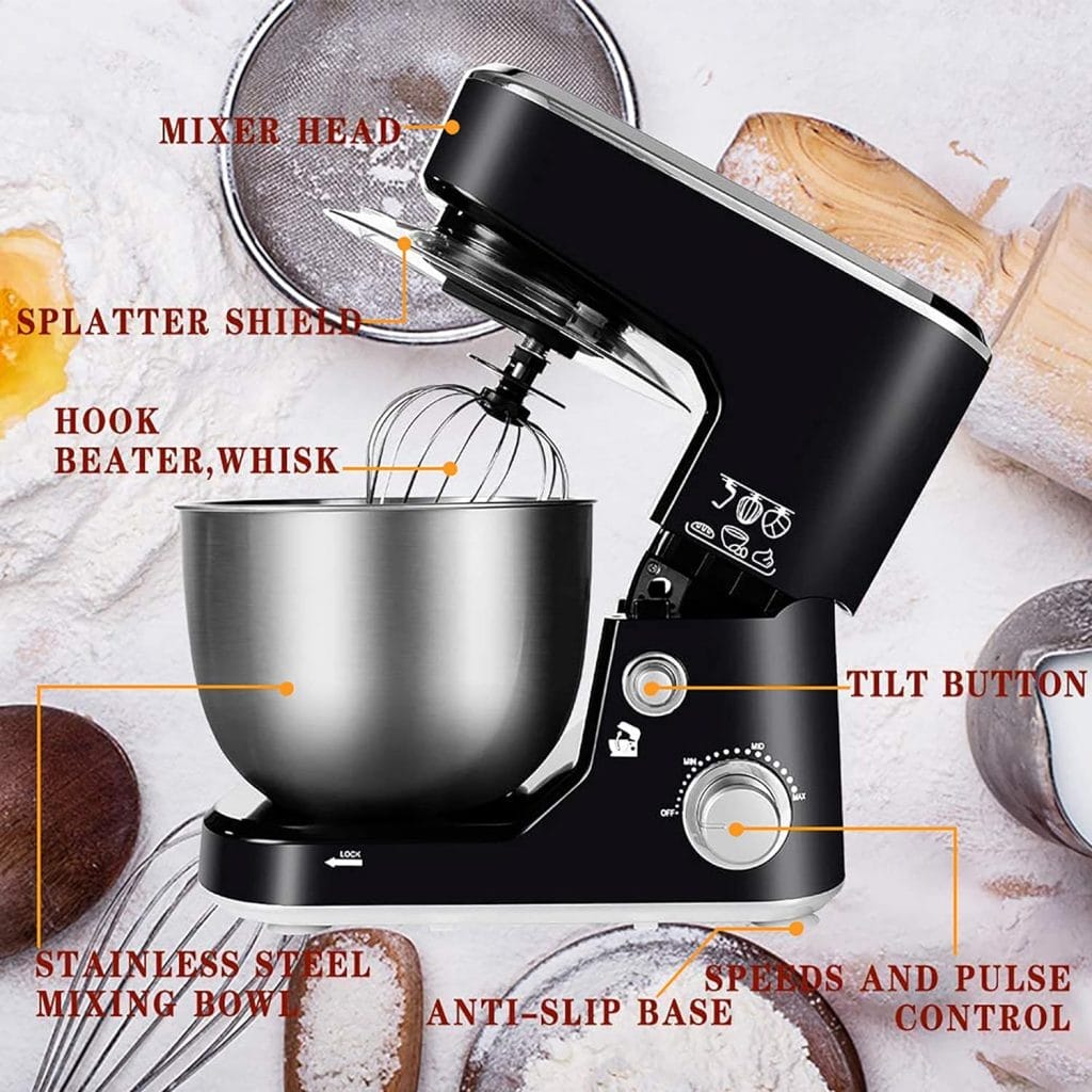 Stand Mixer, CUSIMAX Dough Mixer Tilt-Head Electric Mixer with 5-Quart Stainless Steel Bowl, Dough Hook, Mixing Beater and Whisk, Splash Guard : Musical Instruments