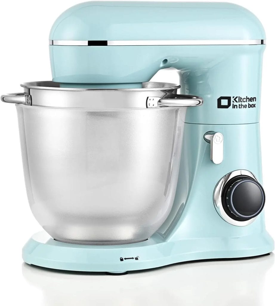 Kitchen in the box Stand Mixer, 4.5QT+5QT Two bowls Electric Food Mixer, 10 Speeds 3-IN-1 Kitchen Mixer for Daily Use with Egg Whisk,Dough Hook,Flat Beater (Blue)