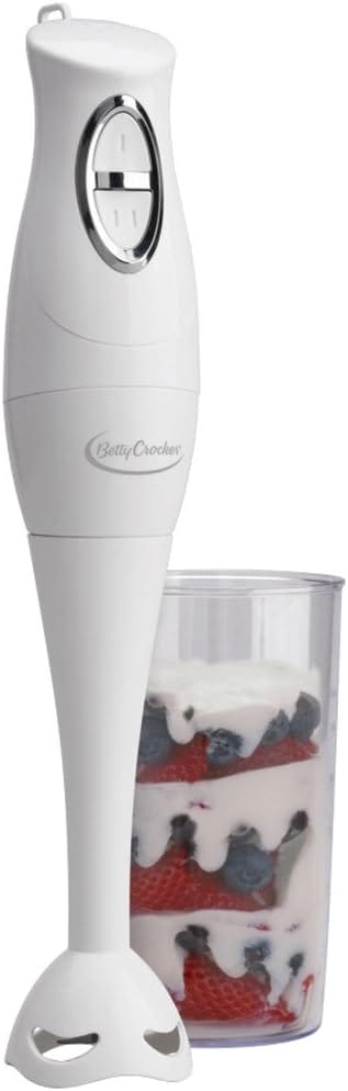 Betty Crocker Hand Blender with Beaker, White, BC-1303CK