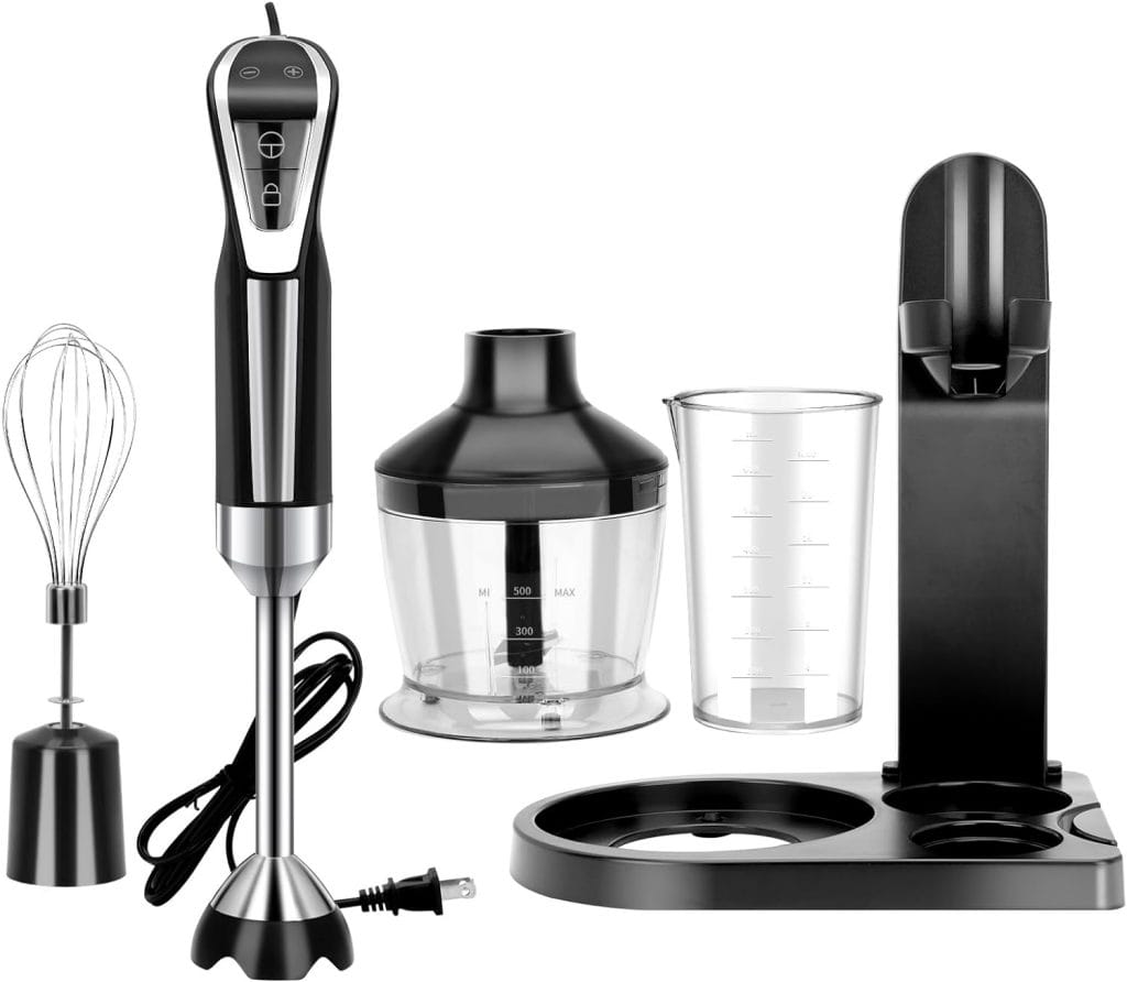 LINKChef 4 in 1 Immersion Blender Handheld 800W, 8 Speed Hand Blender with Whisk for kitchen Scratch Resistant, LED Touch Display, Stick Blender with Chopper, Beaker, Storage Stand