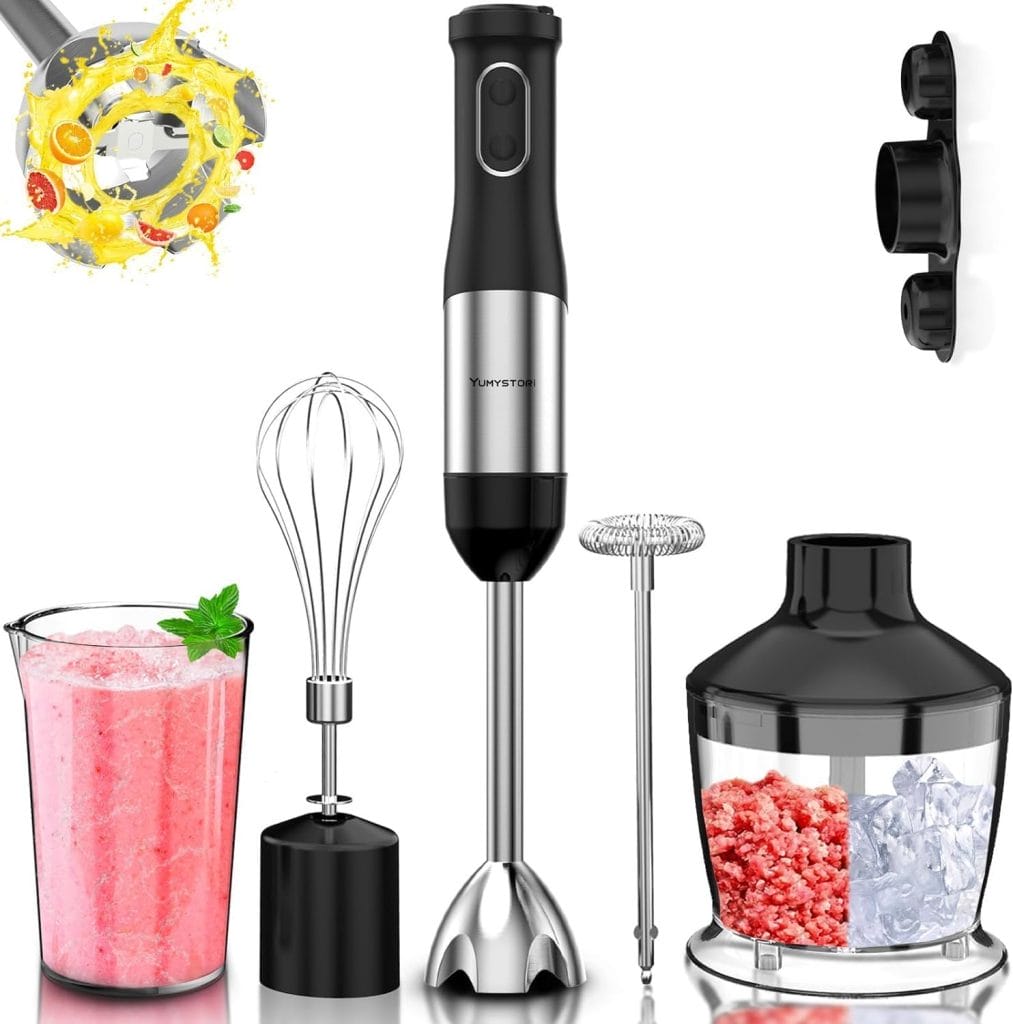 7 in 1 Immersion Hand Blender, 800W Powerful Motor, Anti Splash, 20 Speeds, Storage Save Space, Scratch Resistant, Ice Crushing, Multi Attachments