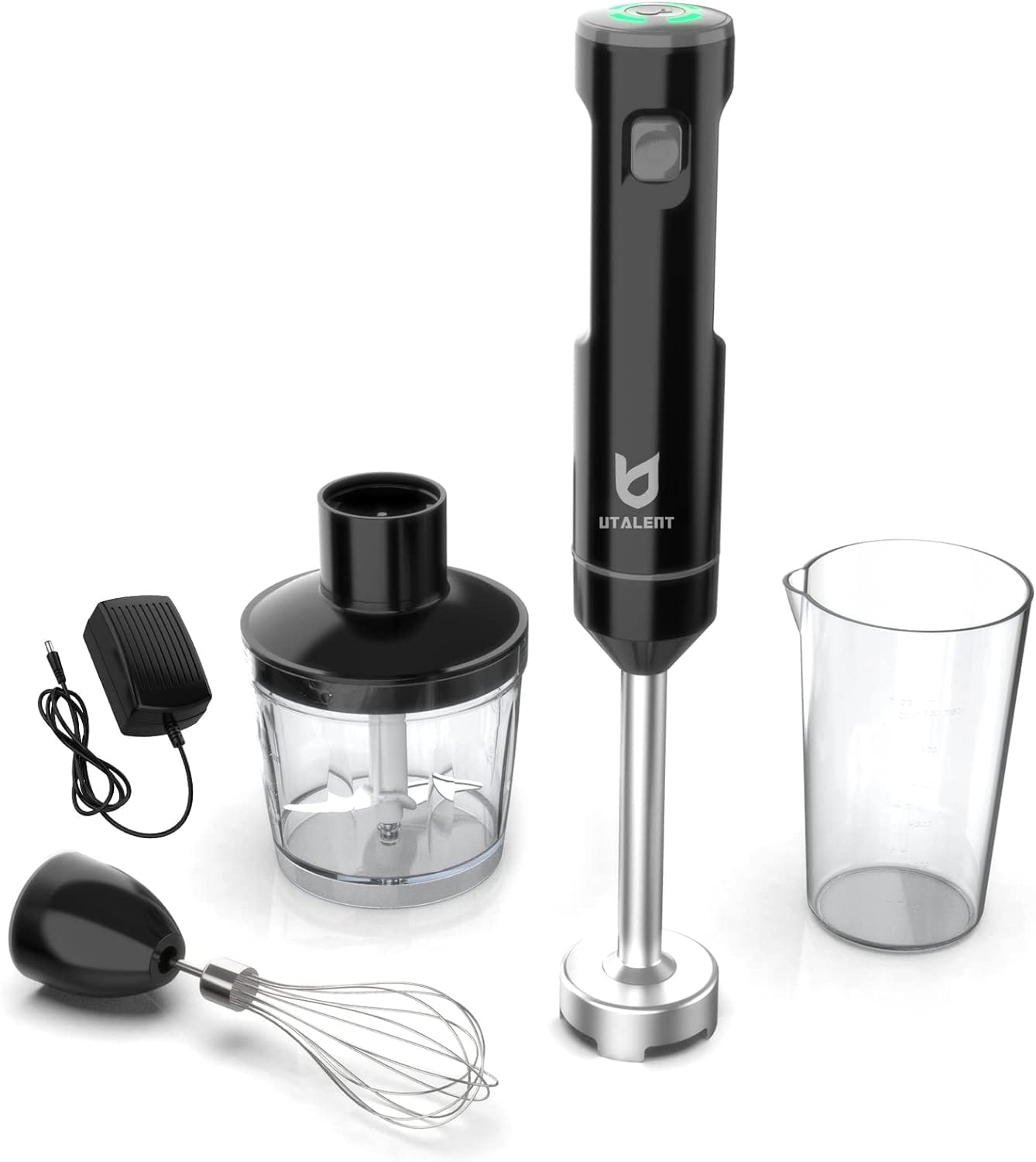 Cordless Hand Blender, UTALENT Variable Speed Immersion Blender Rechargeable, with Fast Charger, 500ml Chopper, 600ml container, Egg Whisk, for Smoothies, Baby Food and Soups – Black Cordless Hand Blender, UTALENT Variable Speed Immersion Blender Rechargeable, with Fast Charger, 500ml Chopper, 600ml container, Egg Whisk, for Smoothies, Baby Food and Soups – Black
