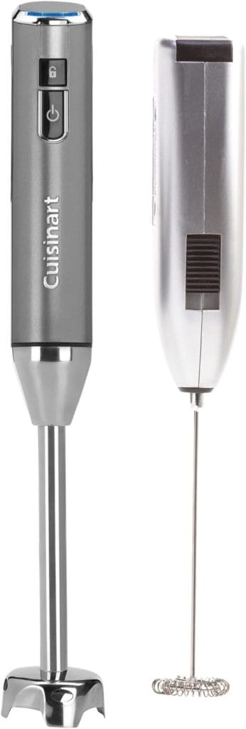 Cuisinart EvolutionX Hand Blender - Cordless Rechargeable Kitchen Mixer - Versatile 5-Speed Control, Immersion Blending, and Whisking Bundle with Handheld Milk Frother (2 Items)